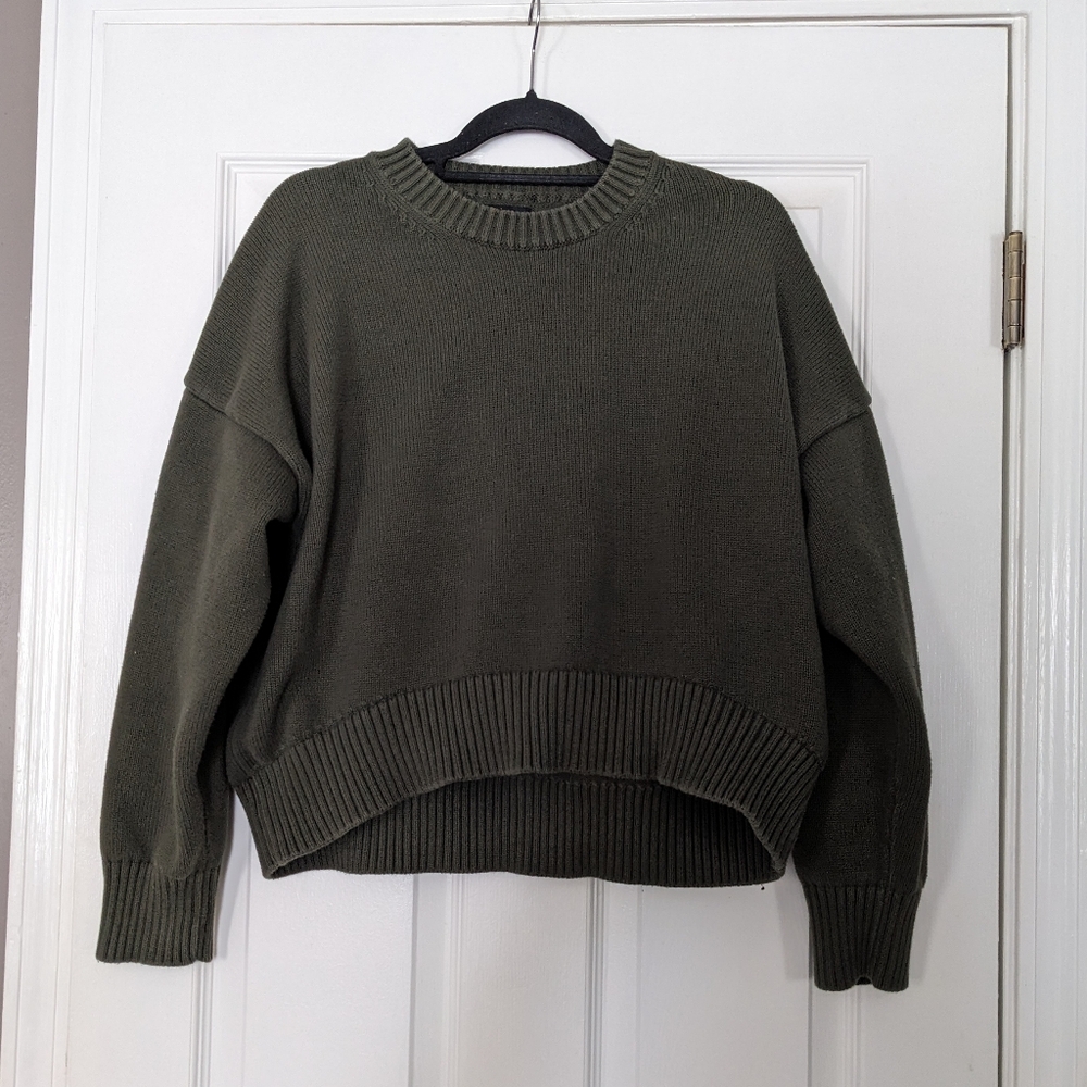 Quince Cotton Boyfriend Sweater In Green